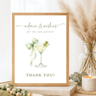 Martini Baby Shower Råd & Önskningar Nya Föräldrar Poster