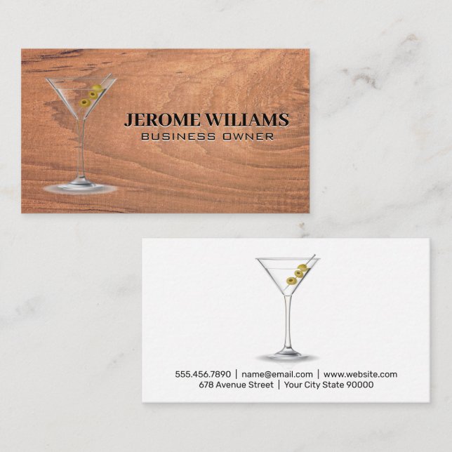 Martini | Bakgrund för trä Visitkort (Fram/baksida)