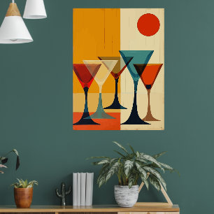 Martini Bar Mid Century Modern Vektor Konst Poster