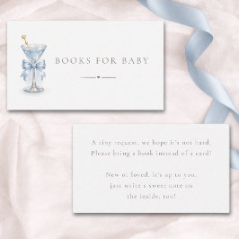 Martini Blå Bow Boy Baby Shower Böcker För Bebis Tilläggskort