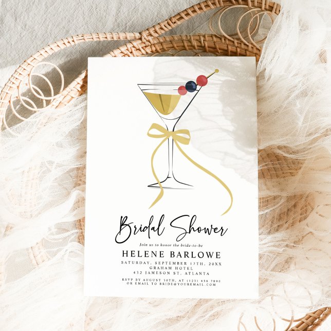 Martini Bow Minimalist Cocktail-Möhippa Inbjudningar (Martini Bow Minimalist Cocktail Bridal Shower Invitation)