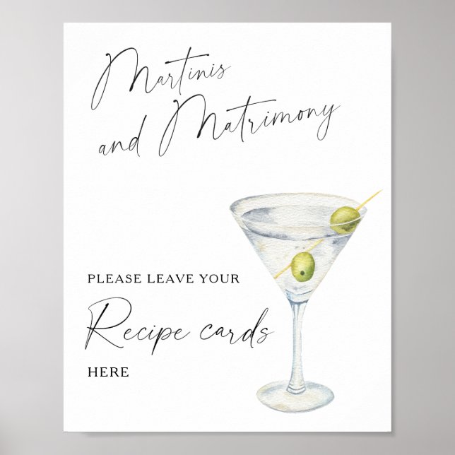 Martini bröllopsdusch Ditt receptkort här Poster (Framsidan)