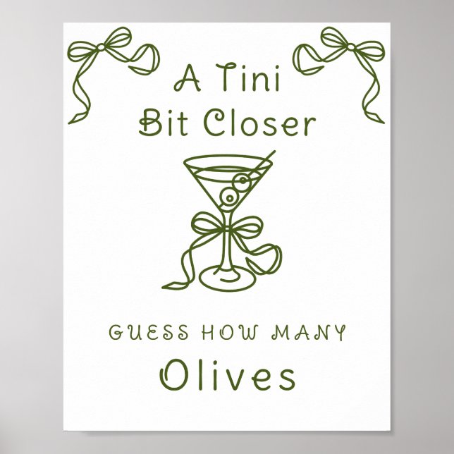 Martini Bröllopsdusch - Hur många oliver Poster (Framsidan)