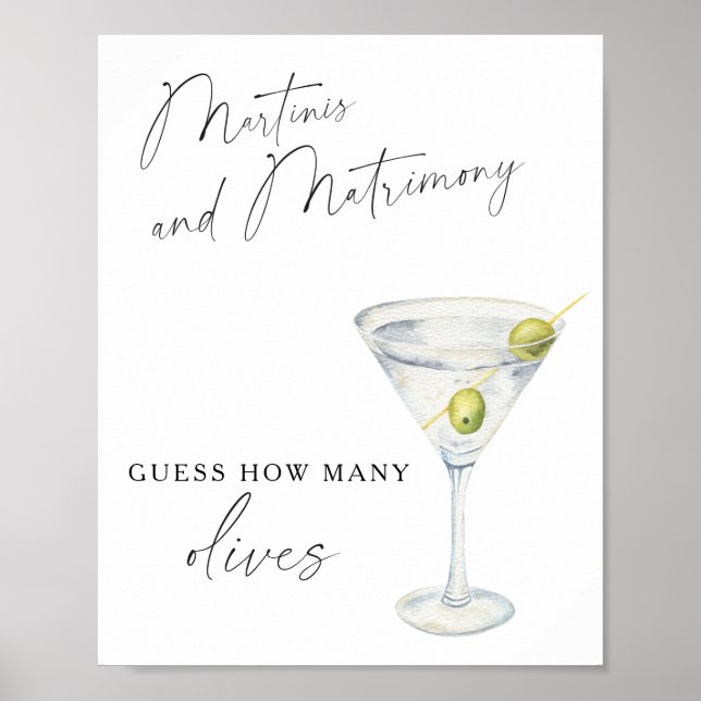Martini Bröllopsdusch - Hur många oliver Poster (Framsidan)