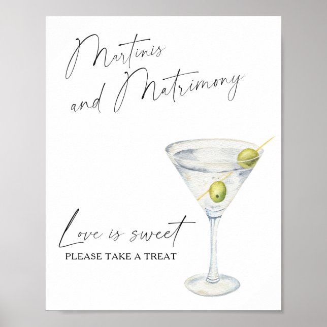 Martini bröllopsdusch Kärlek är sött, ta en godis Poster (Framsidan)