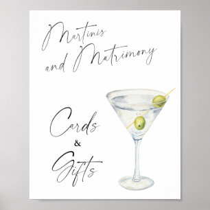 Martini Bröllopsdusch Kort och Gåvor Poster