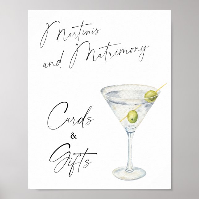 Martini Bröllopsdusch Kort och Gåvor Poster (Framsidan)