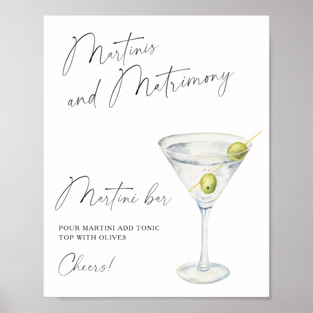 Martini Bröllopsdusch Martini bar Poster (Framsidan)