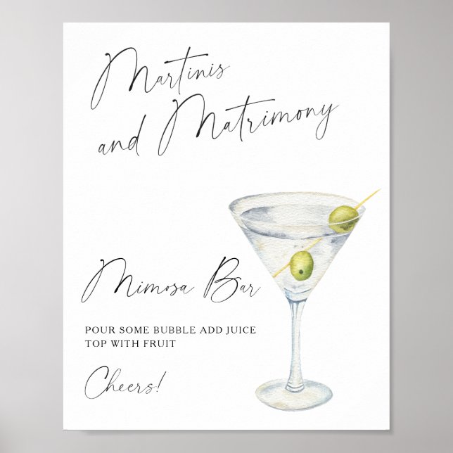 Martini Bröllopsdusch Mimosa bar Poster (Framsidan)