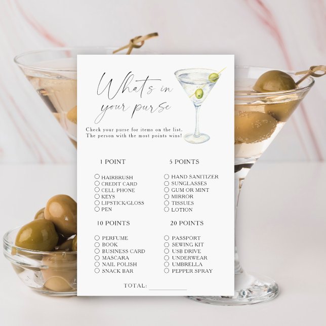 Martini Bröllopsdusch Vad har du i din handväska s (Skapare uppladdad)