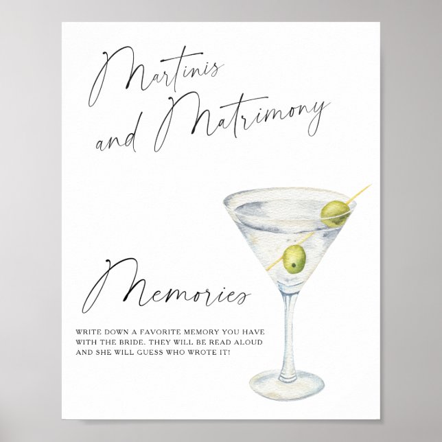 Martini Bröllopsduschminnen med bruden Poster (Framsidan)