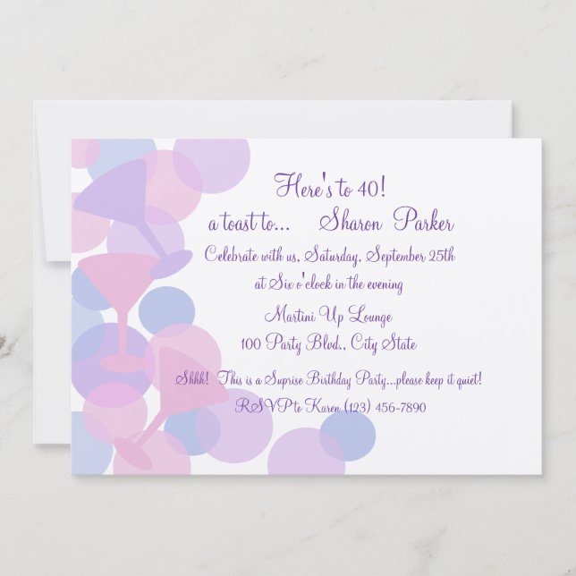 Martini Bubbles Festinladning Inbjudningar (Framsida)