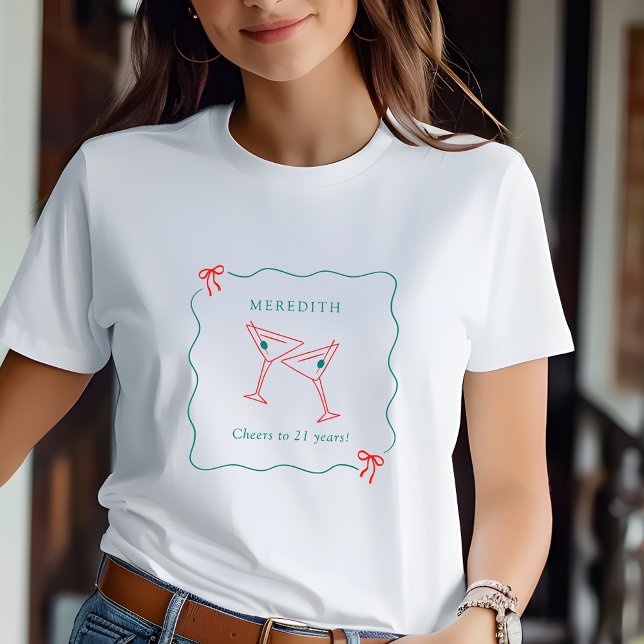 Martini Cheers 21:a födelsedagsgästen T Shirt (Martini Cheers 21st Birthday Guest of Honor T-Shirt)