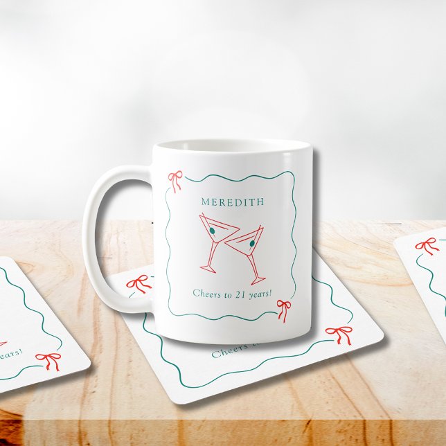 Martini Cheers till 21 års födelsedag Kaffemugg (Martini Cheers to 21 Years Birthday Gift Idea Coffee Mug)