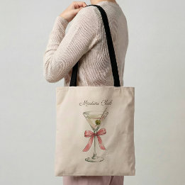 Martini Club Cocktail Tote Bag Funny Martini Lover Tygkasse