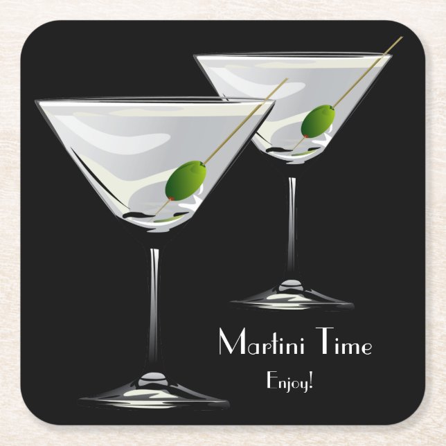 Martini Cockatl Party Black Underlägg Papper Kvadrat (Framsidan)