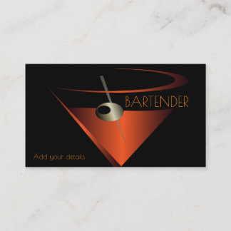 Martini Cocktail Bartender Visitkort