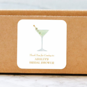 Martini Cocktail Bröllopsgåva Bröllopsdusch Fyrkantigt Klistermärke