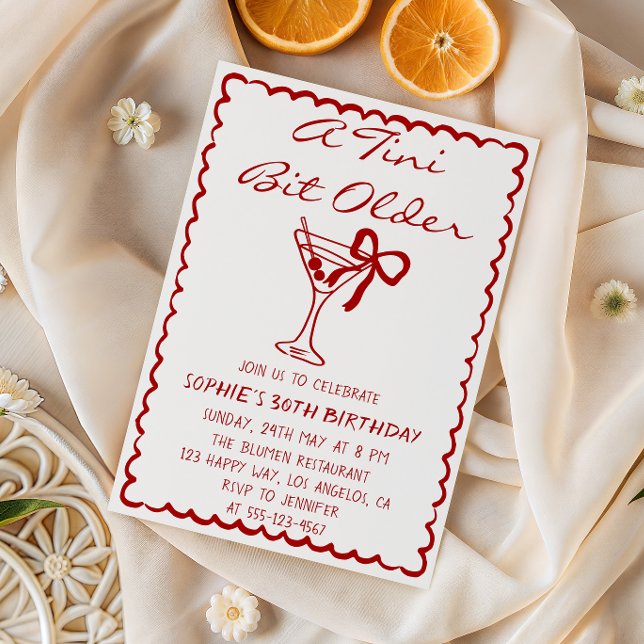 Martini Cocktail En Tini Bit Äldre 30-årsdag Inbjudningar (Skapare uppladdad)