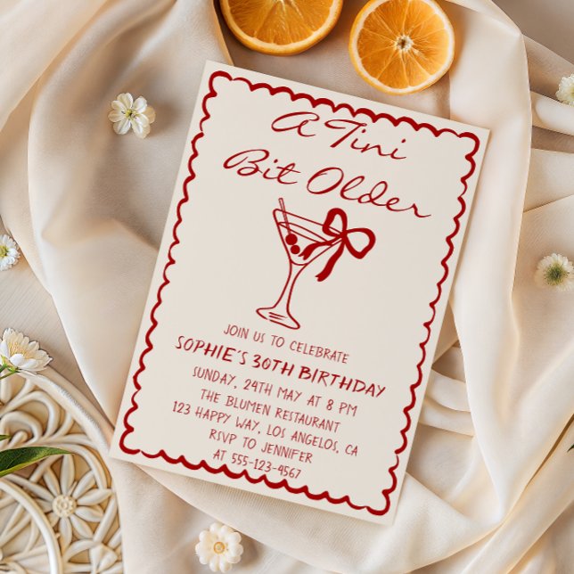 Martini Cocktail En Tini Bit Äldre 30-årsdag Inbjudningar (Skapare uppladdad)