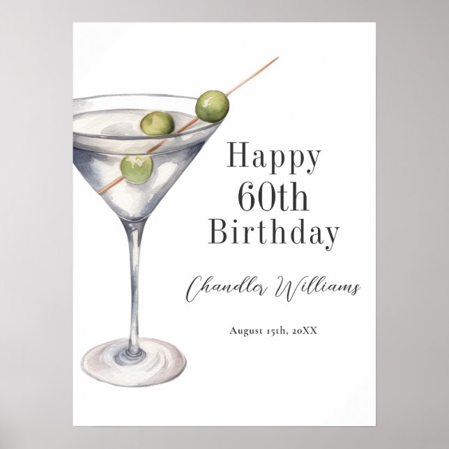 Martini Cocktail Glad 60-årsdag Poster (Framsidan)