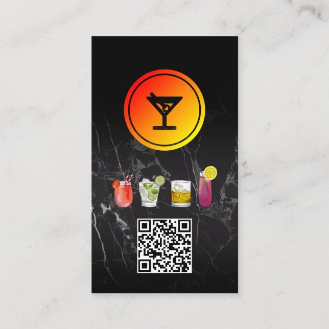 Martini Cocktail-Logotyp | QR-kod Visitkort (Framsida)