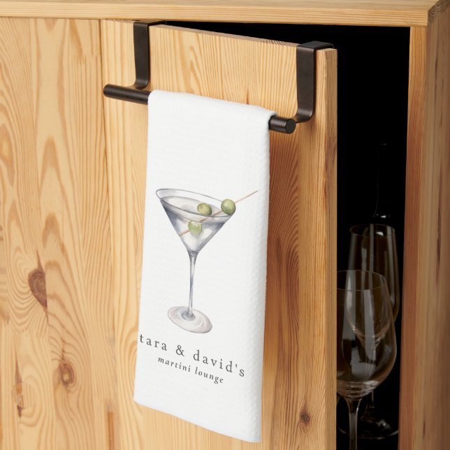 Martini Cocktail Lounge med ditt namn Kökshandduk (Thirds Fold)