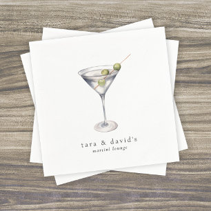 Martini Cocktail Lounge med Ditt Namn Pappersservett