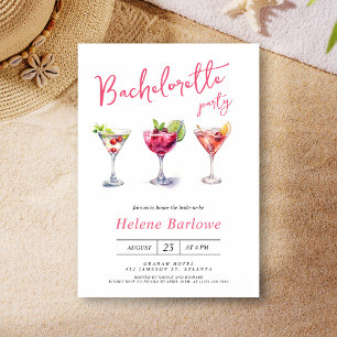 Martini Cocktail Modern Bachelorette Party Inbjudningar