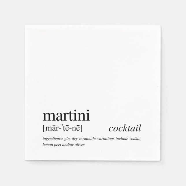 Martini Cocktail Modern Quote Black Typography Pappersservett (Framsidan)