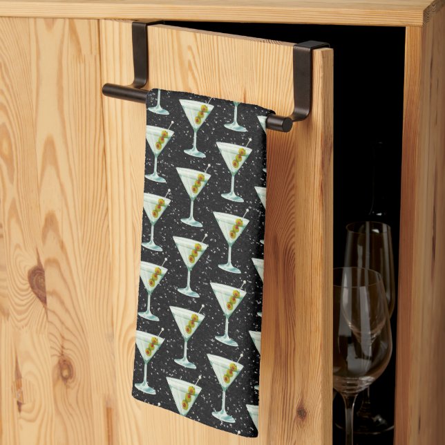 Martini Cocktail-mönster Kökshandduk (Thirds Fold)