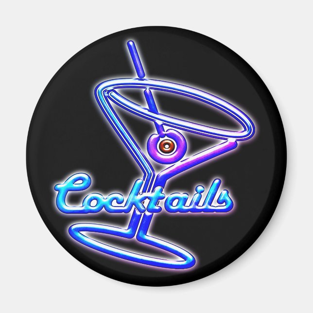 Martini cocktail-neon-skylt vintage pub magnet (Framsidan)
