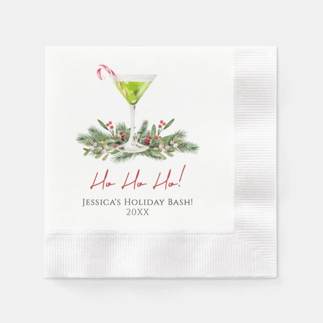 Martini Cocktail Party Anpassad Candy Cane Martini Pappersservett (Framsidan)