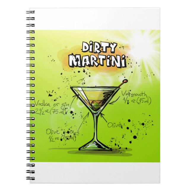 Martini Cocktail Recipe Anteckningsbok Med Spiral (Framsidan)