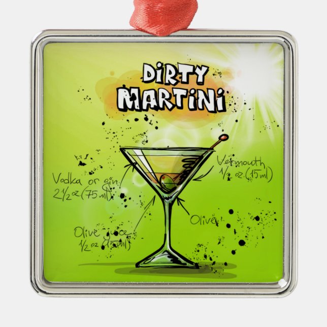 Martini Cocktail Recipe Julgransprydnad Metall (Framsidan)