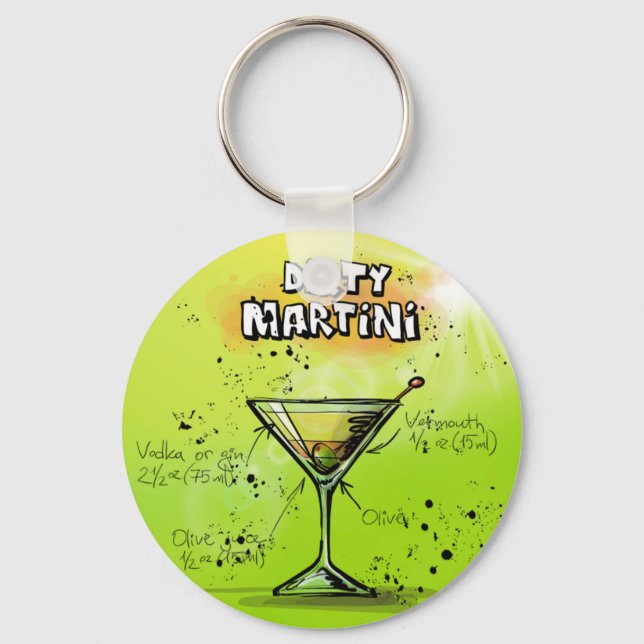 Martini Cocktail Recipe Nyckelring (Framsida)