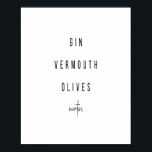 Martini Cocktail Recipe Poster<br><div class="desc">Martini Cocktail Recipe</div>