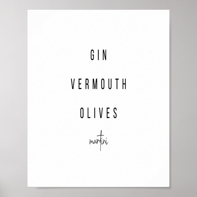 Martini Cocktail Recipe Poster (Framsidan)