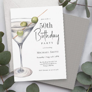 Martini Cocktail Theme 50:e Födelsedagsfesten Inbjudningar