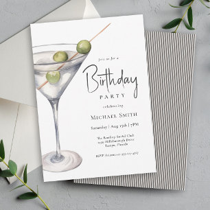 Martini Cocktail Theme Födelsedagsfest Inbjudningar