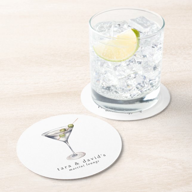 Martini Cocktailbar med Ditt Namn Underlägg Papper Kvadrat (Skapare uppladdad)