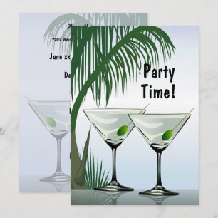 Martini Cocktails Party Tropical Call Inbjudningar