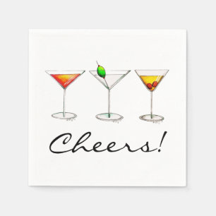 Martini Cosmo Manhattan Cocktail Drinks Cheers Pappersservett