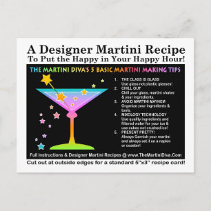Martini Divas 5 Basic Martini Tips-vykort Vykort