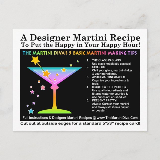 Martini Divas 5 Basic Martini Tips-vykort Vykort (Framsida)