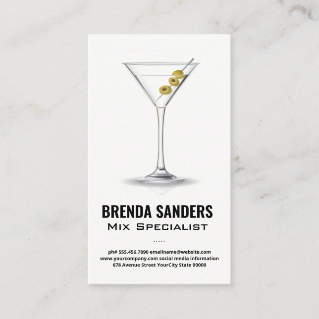 Martini Drink | Bartender-Affärskortet Visitkort (Framsida)