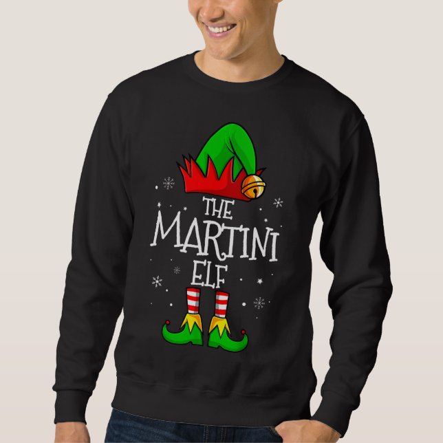 Martini Elf Matching Family Jul Funny Dr. Lång Ärmad Tröja (Framsida)