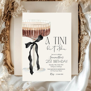 Martini Espresso Tini Lite Äldre Bow Födelsedagsfe Inbjudningar