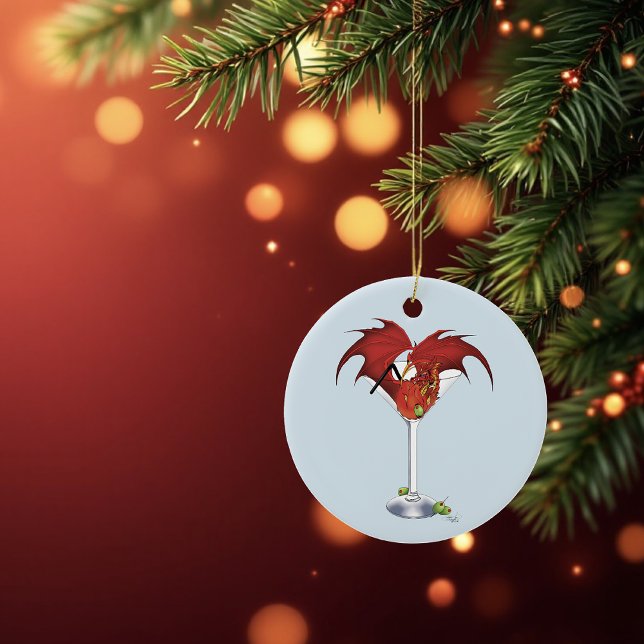 Martini Fantasy Red Dragon Julgransprydnad Keramik (Skapare uppladdad)