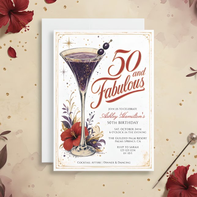 Martini Fifty & Fabulous 50-årsfirande Inbjudningar (Skapare uppladdad)